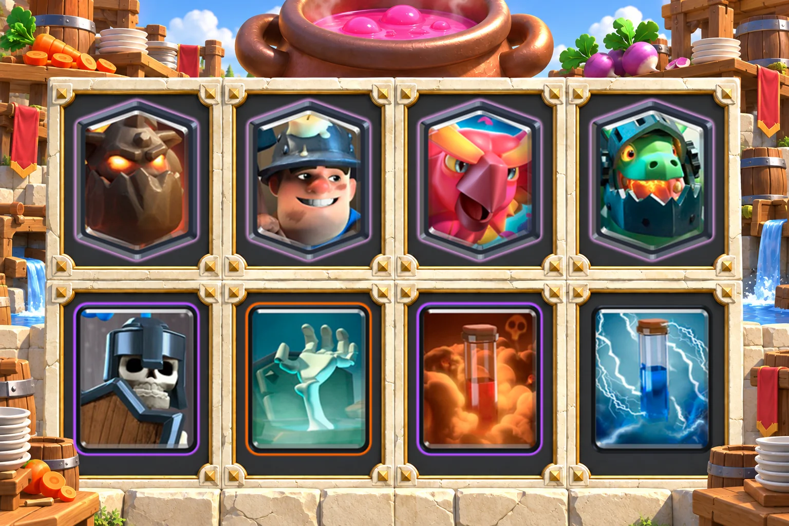 Lava Miner Poison cards in order: Lava Hound, Miner, Phoenix, Inferno Dragon, Guards, Tombstone, Poison, Zap